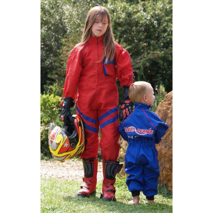 Kids Pit Crew MX Quad Mechanic Style Childs Speed Demon Overalls Red / Blue