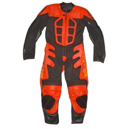 Baby Biker Speed Demon Kids Motorcycle Mini Moto Half Leather Race Suit Black / Red