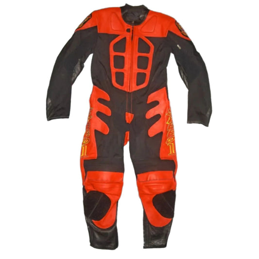 Baby Biker Speed Demon Kids Motorcycle Mini Moto Half Leather Race Suit Black / Red