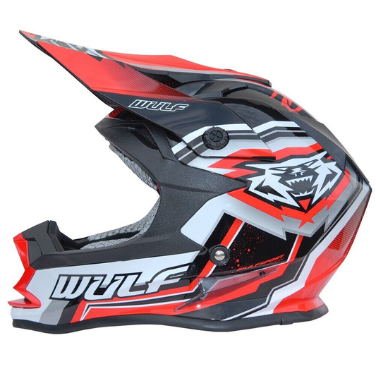 Kids Childrens Quad Wulf Wulfsport MX Motocross Vantage Helmet Red