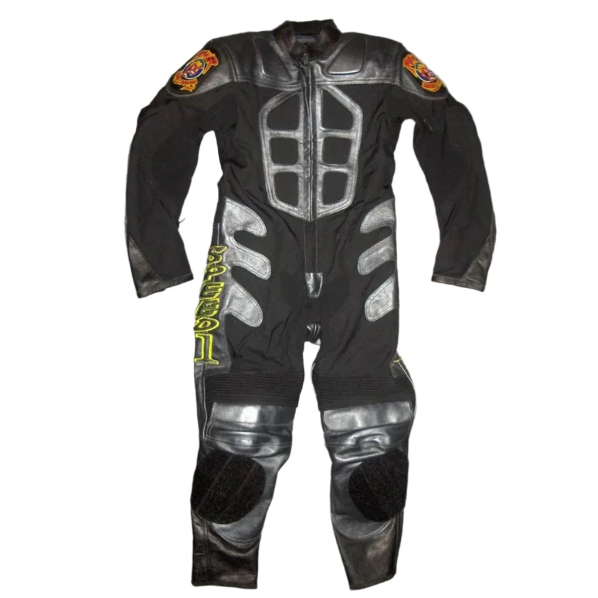 Baby Biker Speed Demon Kids Motorcycle Mini Moto Half Leather Race Suit Black / Silver