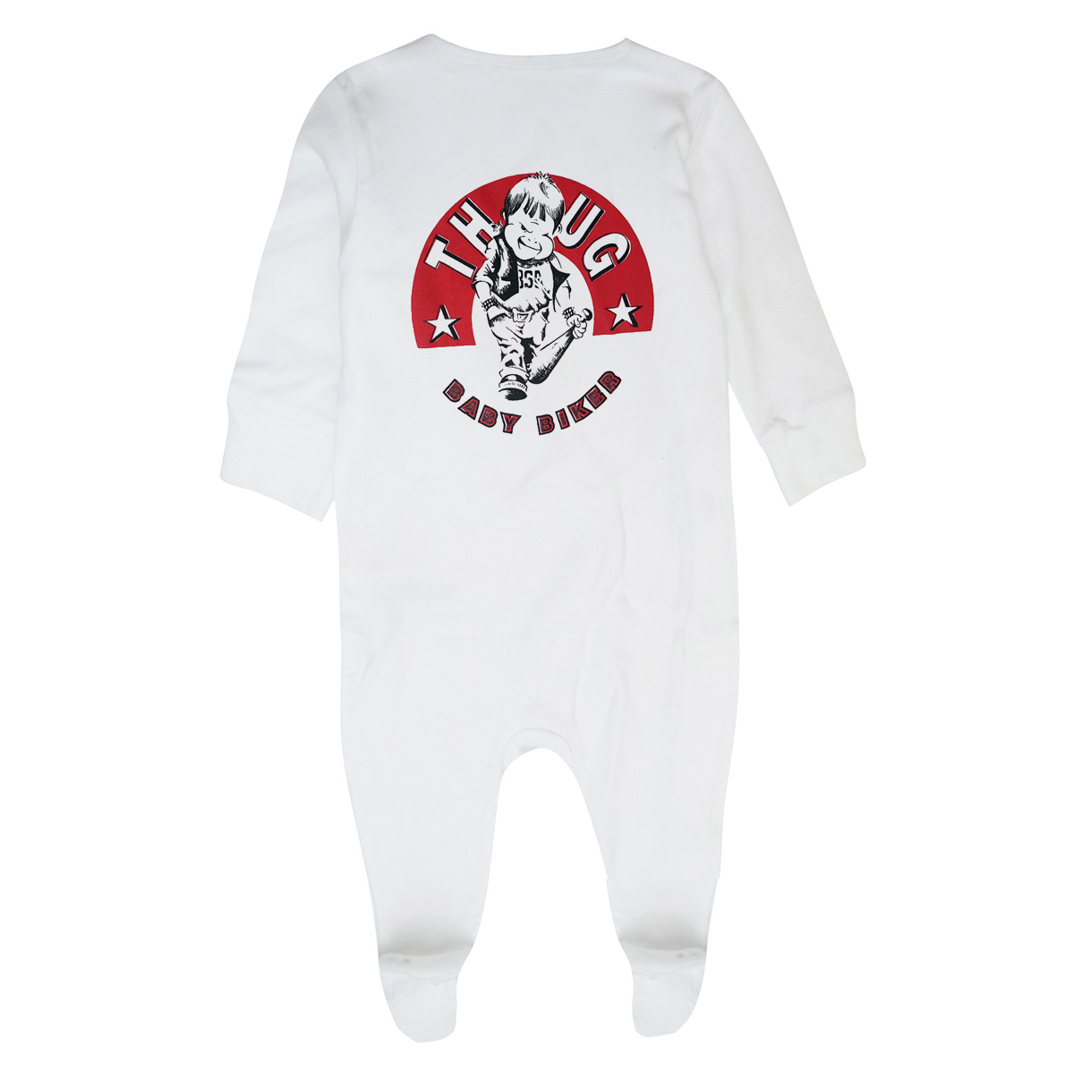 Thug Biker Baby Babygrow White Sleepsuit