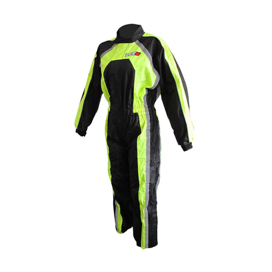 Tuzo Kids Childs Waterproof One Piece Overs Oversuit Suit Black / Fluo