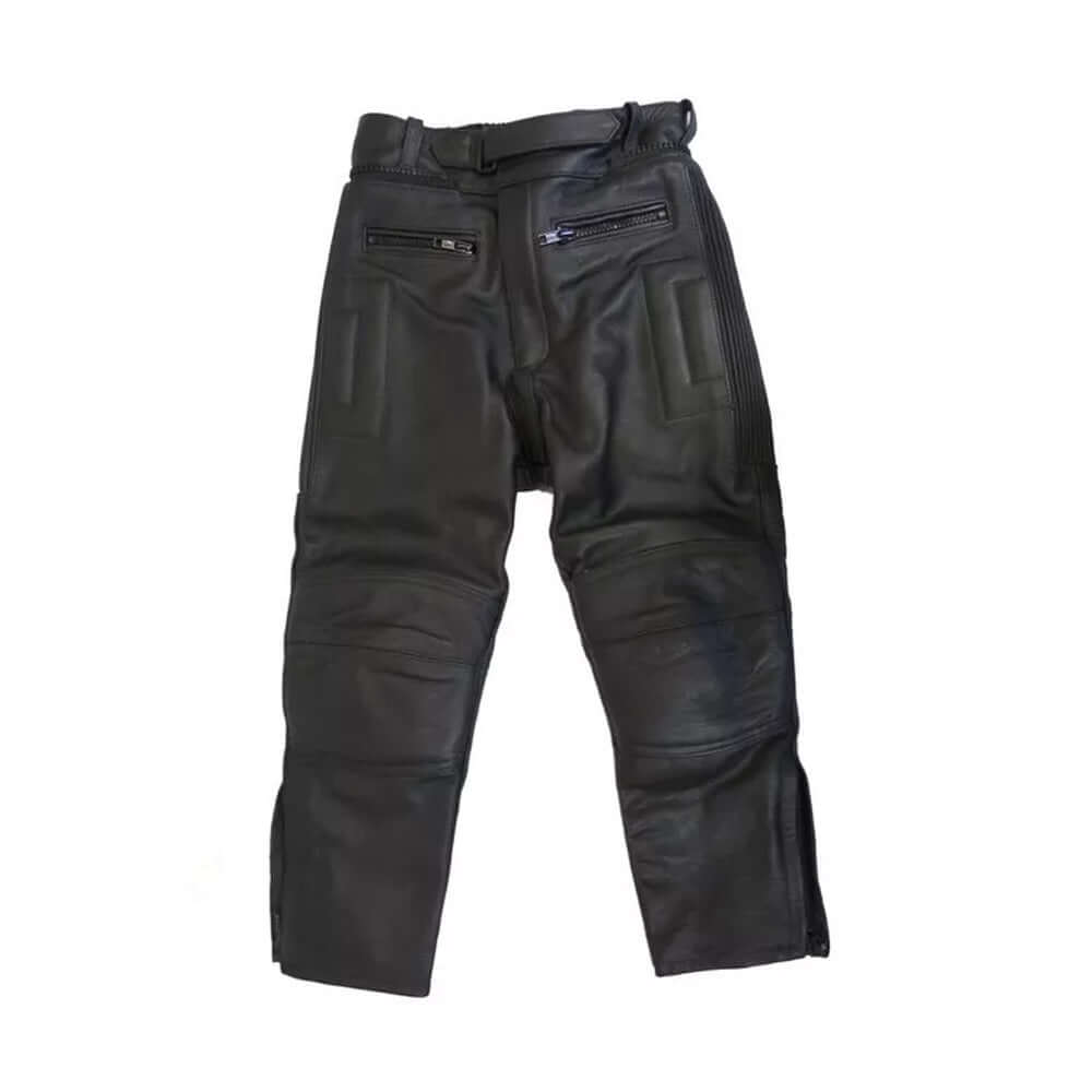 Baby Biker Kids Childrens Twin Zip Leather Trouser Black Short Leg