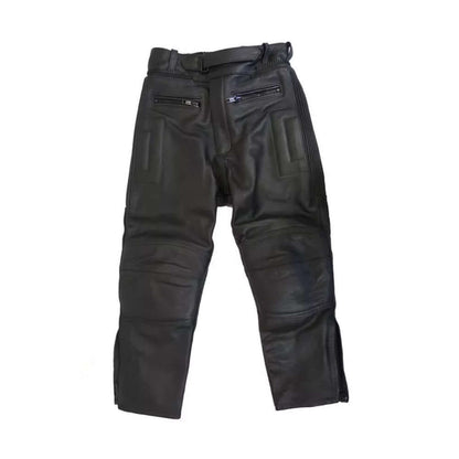 Baby Biker Kids Childrens Twin Zip Leather Trouser Black Short Leg