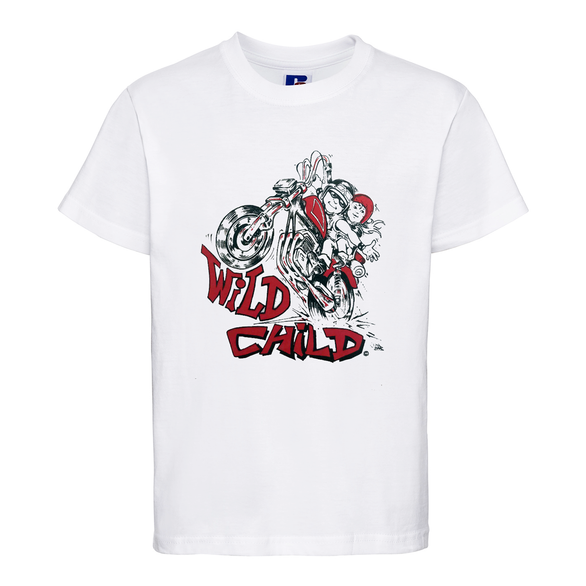 Baby Biker - Wild Child - Kids Baby Toddler White T-Shirt