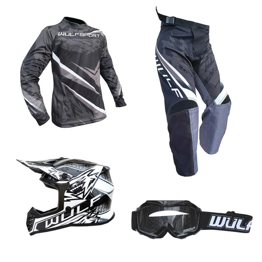 Kids MX Wulfsport 2026 WARHAMMER Motocross Shirt, Trouser, Goggle & Helmet Black Set #5