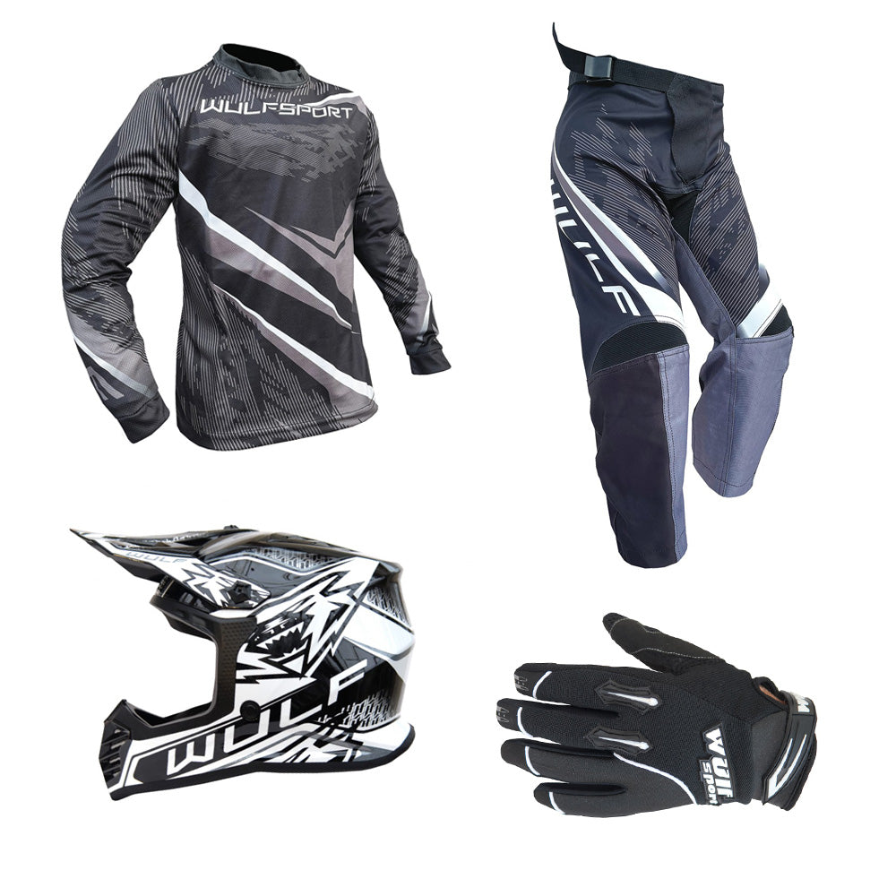 Kids MX Wulfsport 2026 WARHAMMER Motocross Shirt, Trouser, Glove & Helmet Black Set #6