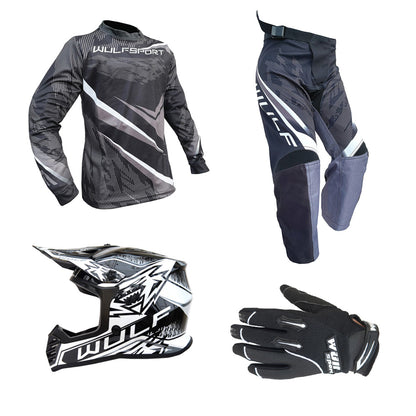 Kids MX Wulfsport 2026 WARHAMMER Motocross Shirt, Trouser, Glove & Helmet Black Set #6