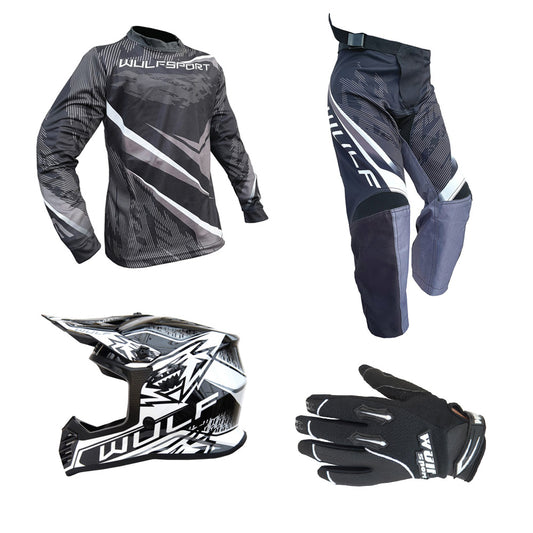 Kids MX Wulfsport 2026 WARHAMMER Motocross Shirt, Trouser, Glove & Helmet Black Set #6