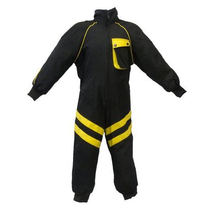 Kids Childrens Mechanic Style Pit Crew Speed Demon Overalls Black / Yellow