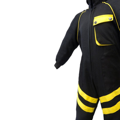 Kids Childrens Mechanic Style Pit Crew Speed Demon Overalls Black / Yellow