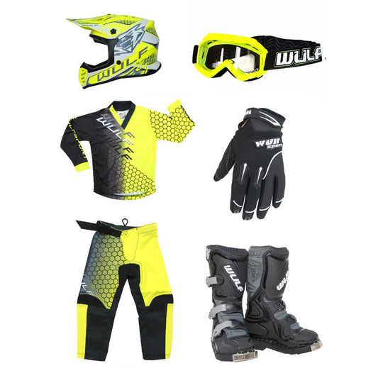 Kids MX Wulfsport 2025 CONNECT Motocross Yellow Mega Set #12