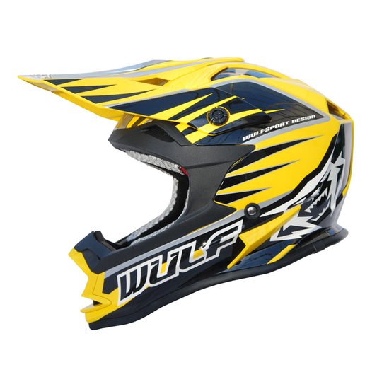 Kids Childrens Quad Wulf Wulfsport MX Motorcross Advance Helmet Yellow