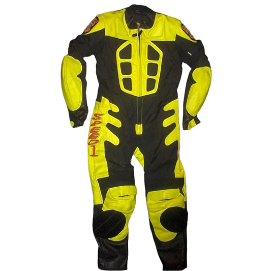 Baby Biker Speed Demon Kids Motorcycle Mini Moto Half Leather Race Suit Black / Yellow